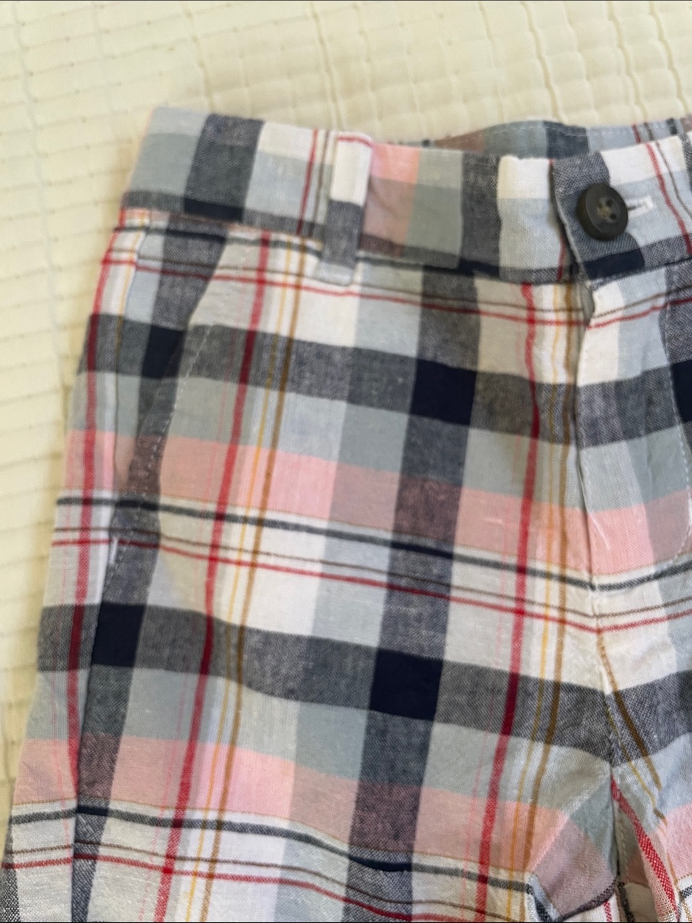 Janie and Jack Pink Navy Gray Plaid Kids Shorts
